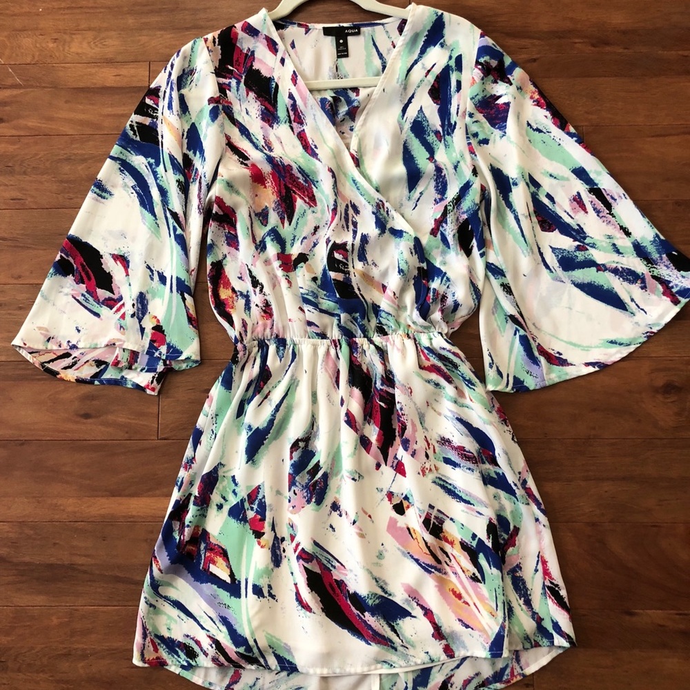Bloomingdales Aqua Bell Sleeve Dress